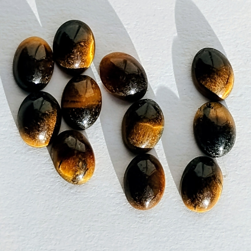 Vintage Natural Tiger Eye 8 mm Cabachon Oval Shaped *11* Total Handcrafted Loose - Picture 4 of 9